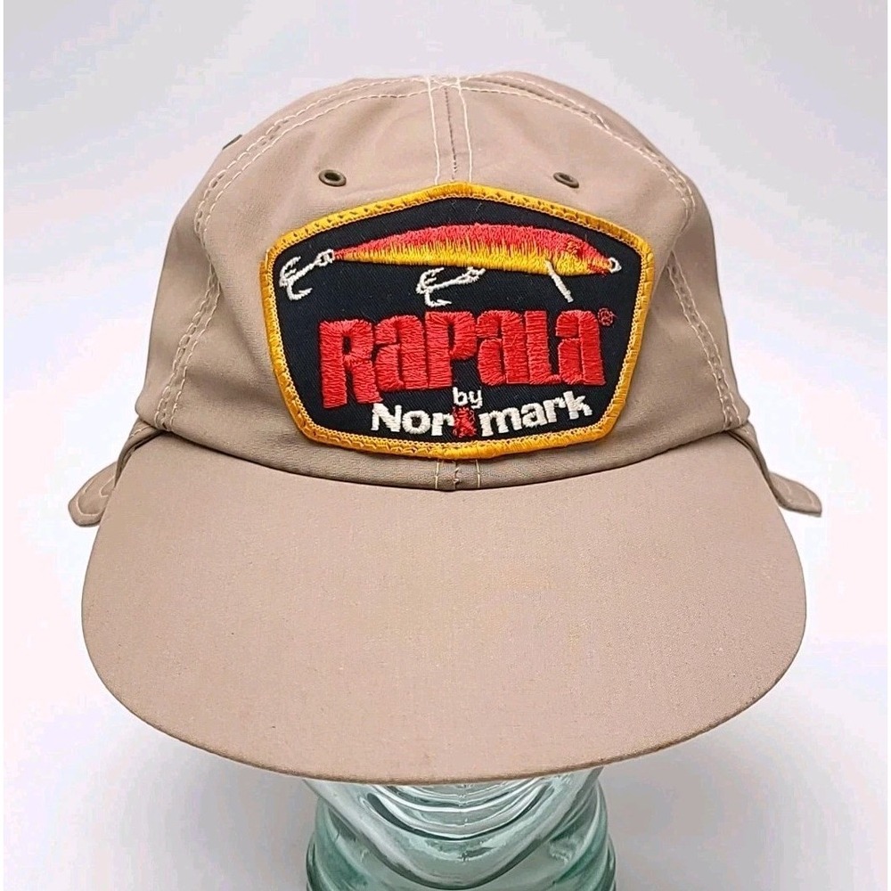 Rapala Fishing Hat Patch Cap Size Large Beige Ear… - image 1